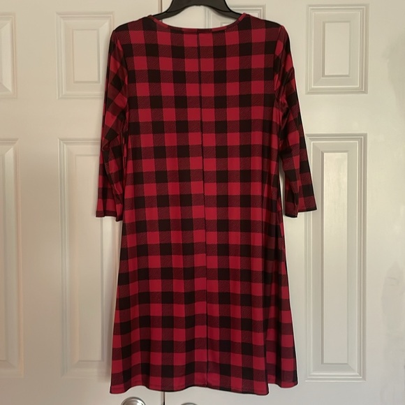 Celebrate Together Buffalo check red &  black long sleeve dress ladies sz  small - Picture 2 of 10